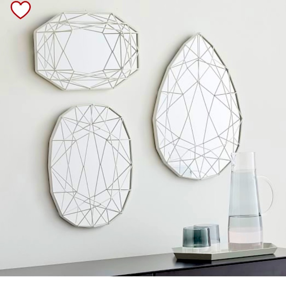 New in box - West Elm Geo Shape mirrors. Set of 3